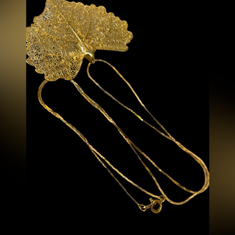 24k Gold Plated Hand Dipped Cottonwood Leaf Penda… - image 3
